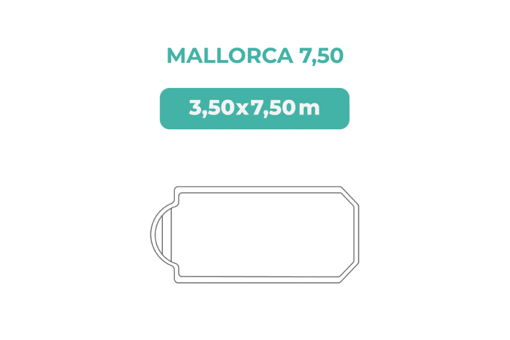 Piscina Poliéster DTP Mallorca 7,50 3,50x7,50