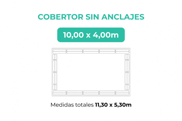 Cobertura sem fixação 10x4