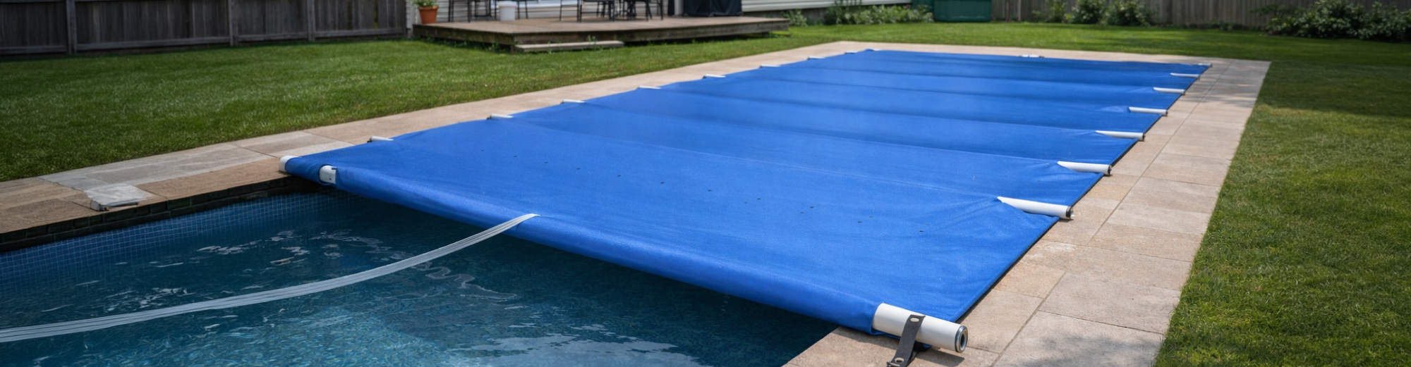 Piscina cubierta con cobertor de seguridad