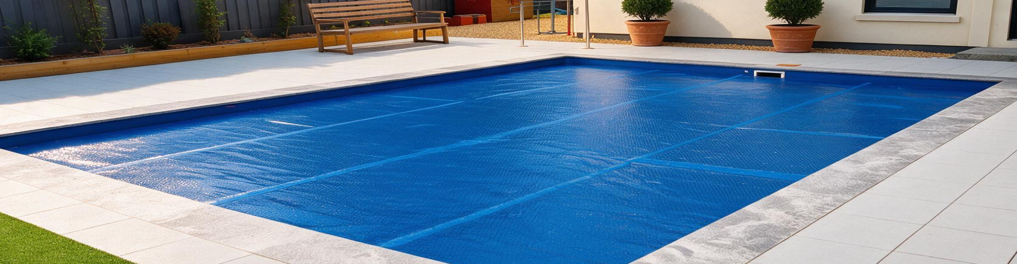 Piscina con manta térmica